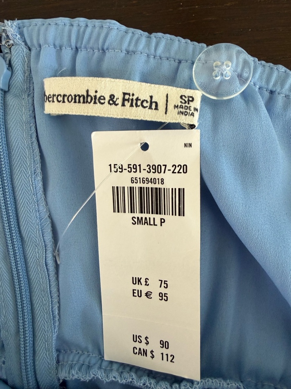 Abercrombie & Fitch Sky Blue Ruched V-Neck Midi Dress - Picture 7 of 8